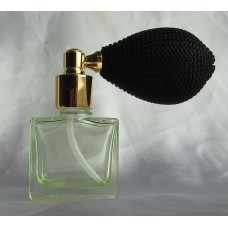 FBNM03 zelený  - plnitelný zelený skleněný flakon na parfém s balónkovým rozprašovačem