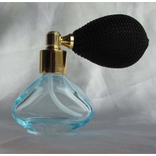 FBNMO02 akvamarínový  - plnitelný akvamarínový skleněný flakon na parfém s balónkovým rozprašovačem