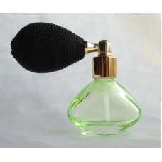 FBNMO05 zelený  - plnitelný zelený skleněný flakon na parfém s balónkovým rozprašovačem
