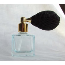 FBNM06 akvamarínový  - plnitelný akvamarínový skleněný flakon na parfém s balónkovým rozprašovačem 