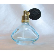 FMBO07 akvamarínový  - plnitelný skleněný flakon na parfém s malým balónkovým rozprašovačem